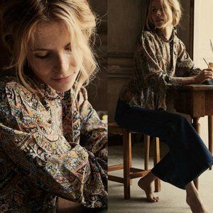 100% Silk Doen Annabella Top w/Museo Paisley Print, Size XS